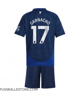 Günstige Manchester United Alejandro Garnacho #17 Auswärts Trikotsatzt Kinder 2024-25 Kurzarm (+ Kurze Hosen)